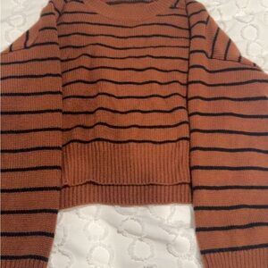 Source Unknown Brown and Black Striped Crop Top